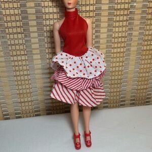 Doll Dress with Red and White polka Dots and Ruffles Comes with Shoes